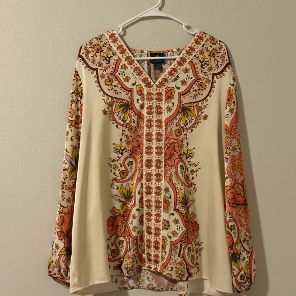 Floral Cream and Pink Women's Top